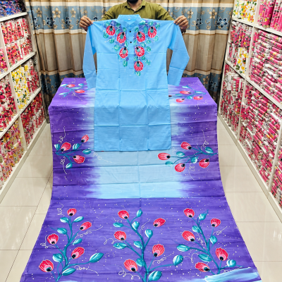 Attractive Hand-Painted Couple Set (Saree and Panjabi)
